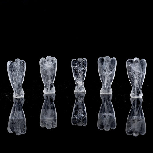 Crystal Clear Quartz Lucky Angel for Reiki Crystal Healing Therapy, Crystal Angel Natural Healing Stone Angel Hand Carved Stone Angel 2 Inch by REBUY