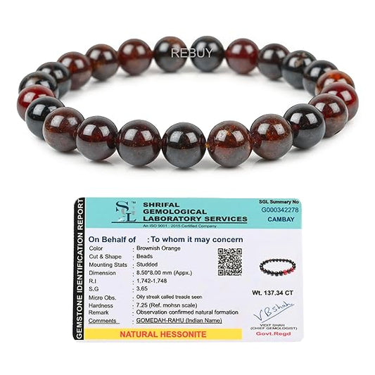 Gomed Stone Bracelet Lab Certified Crystal Healing Gemstone – 8mm for Men & Women BY REBUY