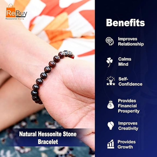 Gomed Stone Bracelet Lab Certified Crystal Healing Gemstone – 8mm for Men & Women BY REBUY