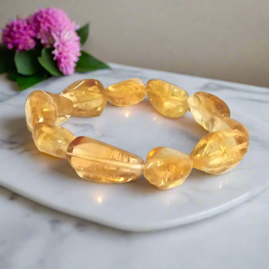 Citrine Stone Tumble Crystal Bracelet for Men & Women Natural Healing Gemstone BY REBUY