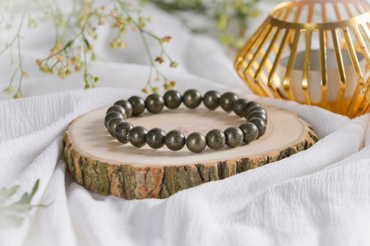 Pyrite Bracelet Money Magnet Bracelet , Bead Size 8 mm, Lab Certified By REBUY