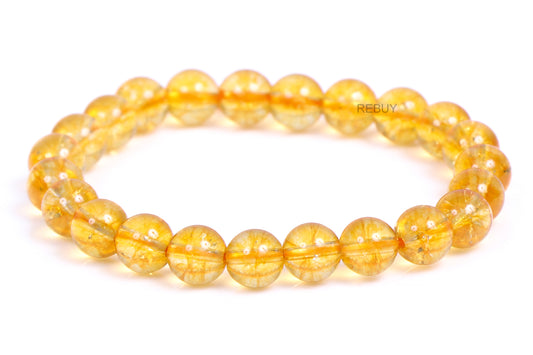 Lab Certified Citrine Natural Stone Bracelet Bead Size 8mm for Men & Women BY REBUY