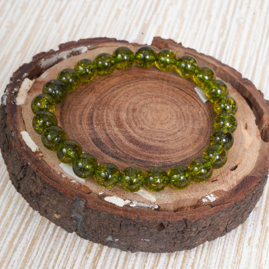 Original & Certified 8mm Peridot Stone Bracelet Natural Healing Gemstone for Men & Women BY REBUY