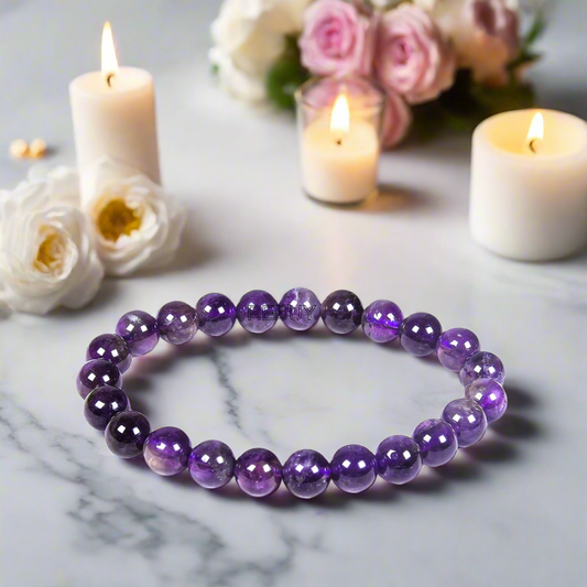 Amethyst Stone Bracelet Original & Lab Certified 8mm for Men & Women By REBUY