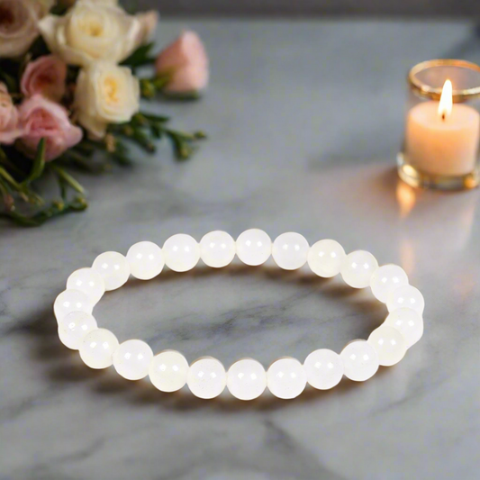 Moonstone Crystal Gemstone Bracelet for Men & Women 8mm Natural Healing Lab Certified Stone BY REBUY