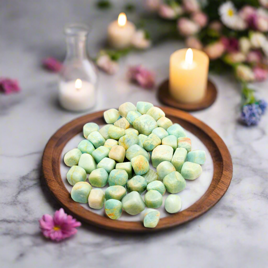 Green Amazonite Crystal Tumbled Stones 50G Natural Healing Gemstones for Reiki, Chakra Balancing, and Spiritual Connection BY REBUY