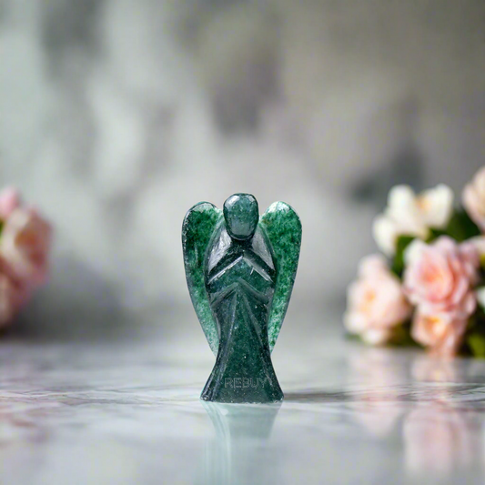 REBUY Green Jade Gemstone Angel Crystal Angel Natural Healing Stone Angel Hand Carved Stone Angel Gift, Size 2 Inch