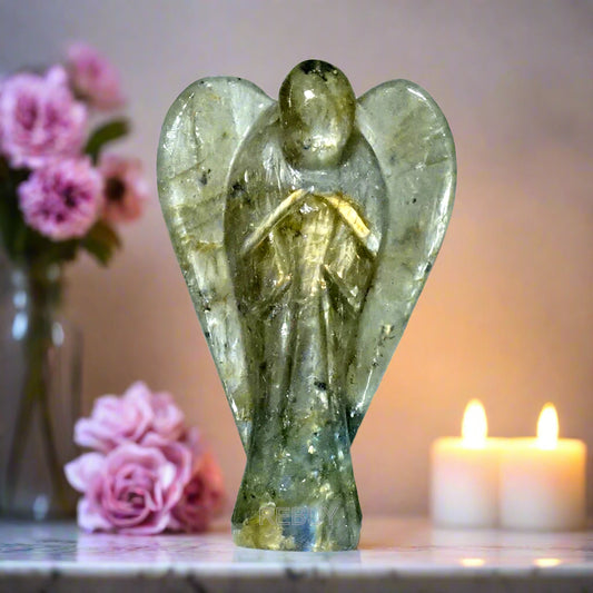 Labradorite Stone Lucky Angel for Reiki Crystal Healing Therapy Size 2 Inch by REBUY