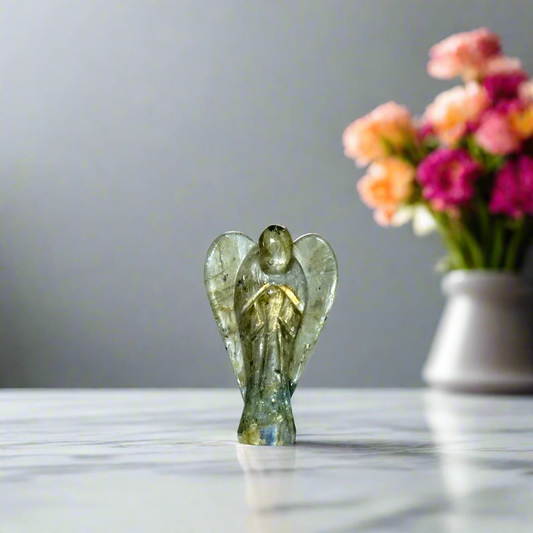 Labradorite Stone Lucky Angel for Reiki Crystal Healing Therapy Size 2 Inch by REBUY