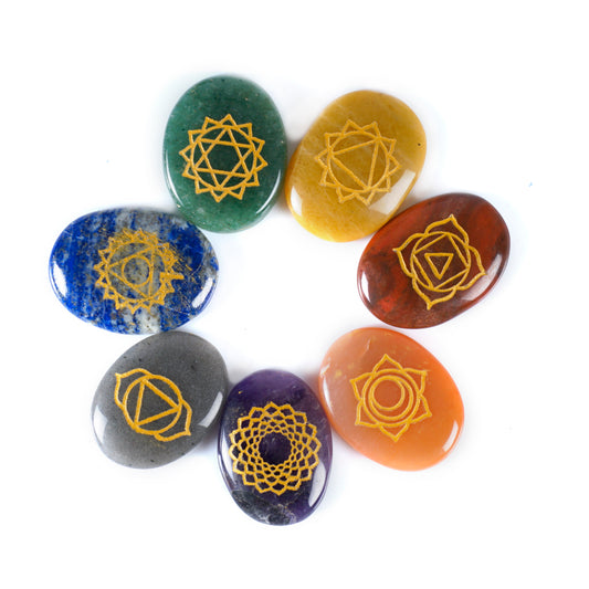7 Chakra Palm Oval Shape Stone Natural Reiki Crystal Gemstone BY REBUY