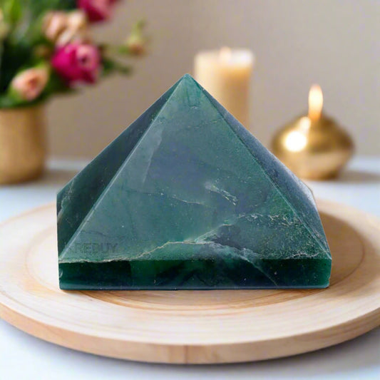 Green Jade Stone Pyramid 50mm Natural Crystal Gemstone for Reiki, Vastu, Feng Shui Pyramid By REBUY