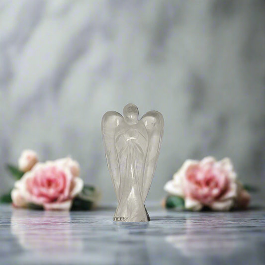 Crystal Clear Quartz Lucky Angel for Reiki Crystal Healing Therapy, Crystal Angel Natural Healing Stone Angel Hand Carved Stone Angel 2 Inch by REBUY