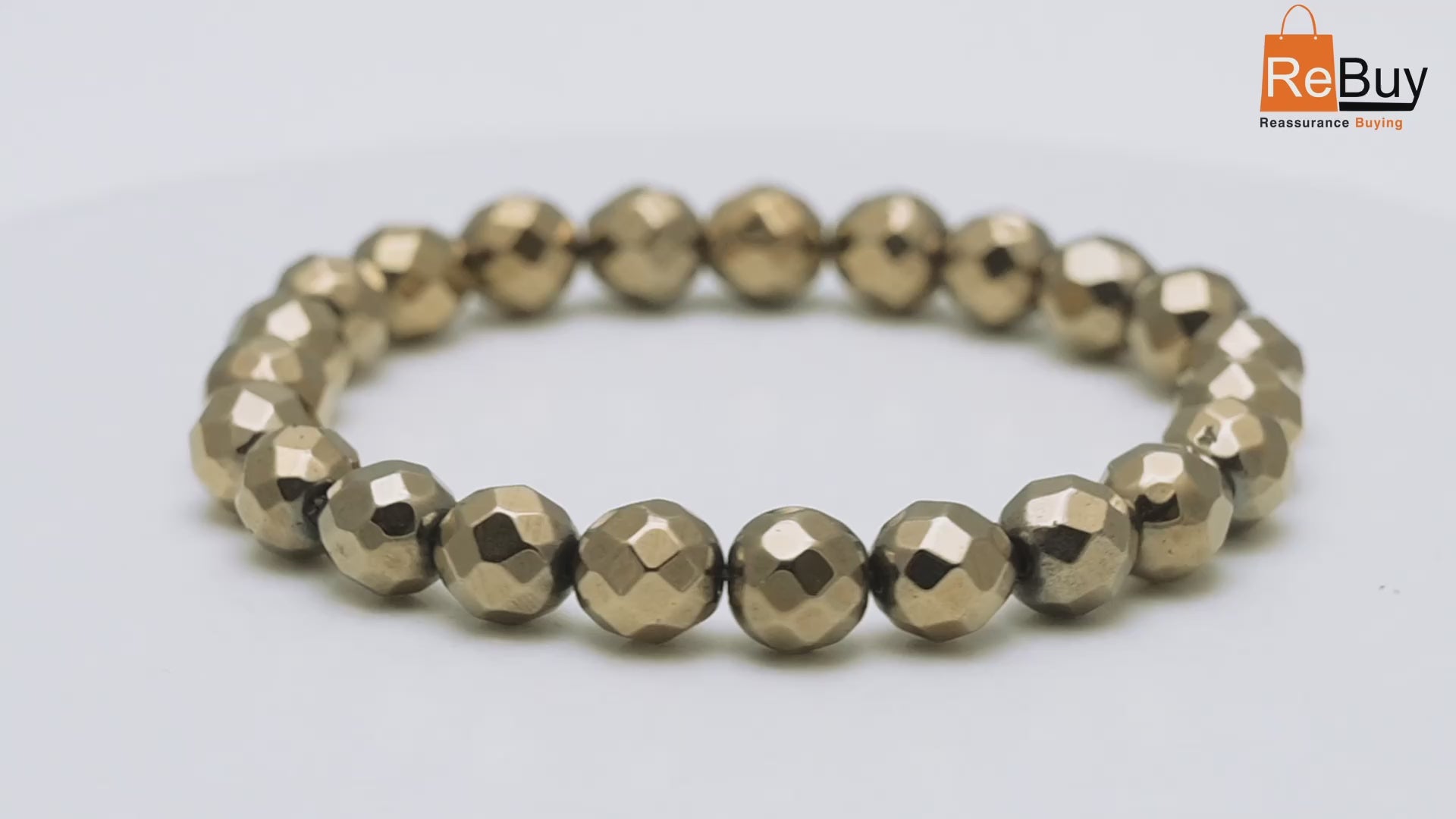 Golden Pyrite Diamond Cut Bracelet Money Magnet Bracelet Bead Size 8 mm Lab Certified By REBUY