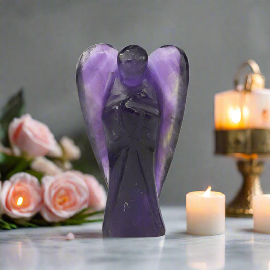 2 Inch Amethyst Stone Angel for Reiki Crystal Healing Gemstone BY REBUY