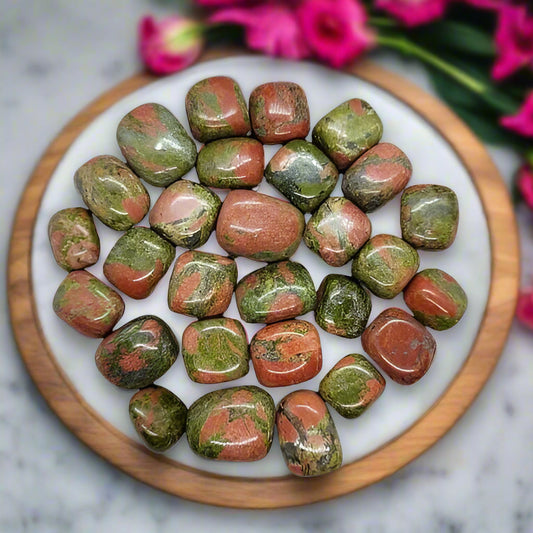 Unakite Tumbles Crystal Stone Set Natural; Healing Gemstone Set of 5 By REBUY