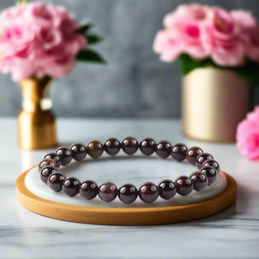 Garnet Stone Bracelet for Men & Women 7MM Natural Healing Gemstone By REBUY