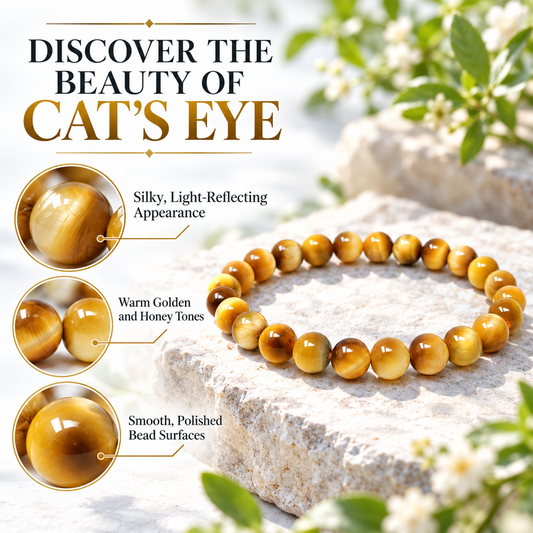 Cats Eye Stone Bracelet Lab Certified 8mm  Natural Healing Gemstone for Men & Women BY REBUY