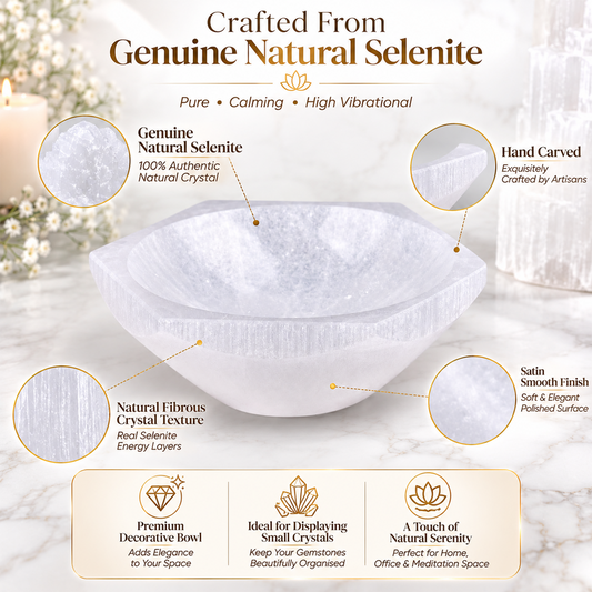 Selenite Bowl Cleanse and Charge Crystals Or Gemstones for Healing Decoration or Gift BY REBUY