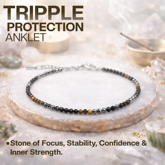 Triple Protection Anklet for Women. Original Certified Triple Protection Crystal Stone Anklet.