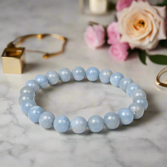 Angelite Stone Bracelet for Men & Women 8mm Natural Healing Gemstone BY REBUY