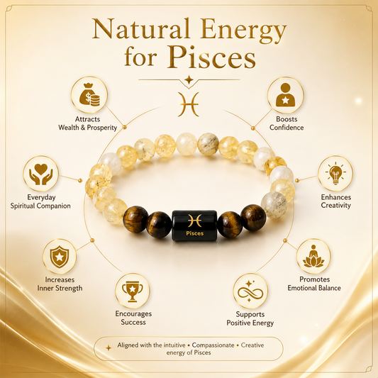 Pisces Zodiac Bracelet for Men & Women | Premium Beaded Crystal Bracelet with Pisces Zodiac Charm | Stylish Spiritual Astrology Bracelet | Gift for Pisces Birthday