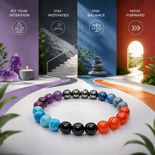 Weight Loss & Metabolism Support Crystal Bracelet for Men & Women | Natural Healing Stone Beads for Motivation, Self-Control & Healthy Lifestyle