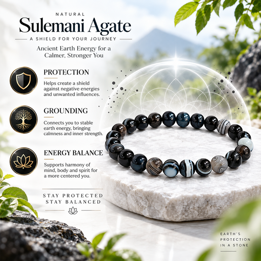 Original & Certified 8mm Sulemani Hakik Stone Bracelet for Men & Women By REBUY