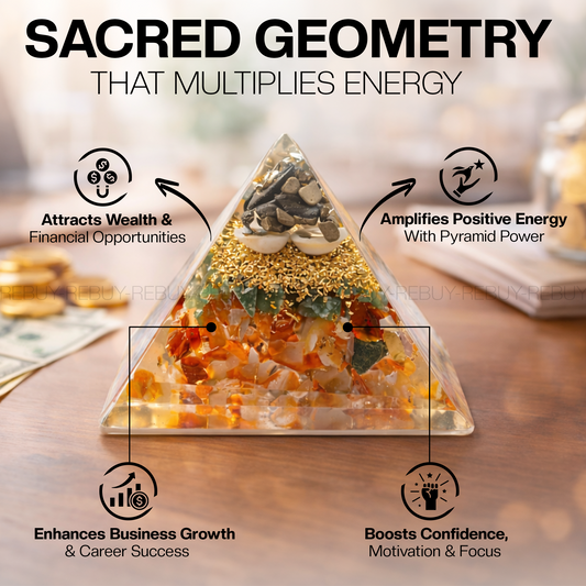 Money Magnet Pyramid with Natural Pyrite, Gomti Chakra, Pyrite Dust, Green Jade, Carnelian Stone..