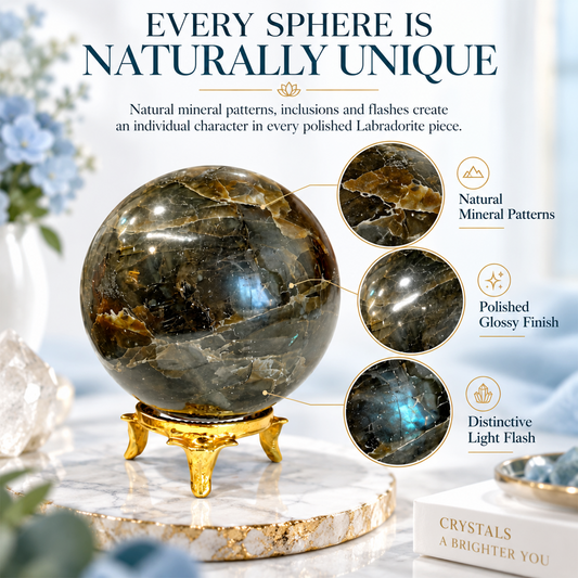 Labradorite Sphere Ball Stone 50mm Natural Healing Gemstone BY REBUY