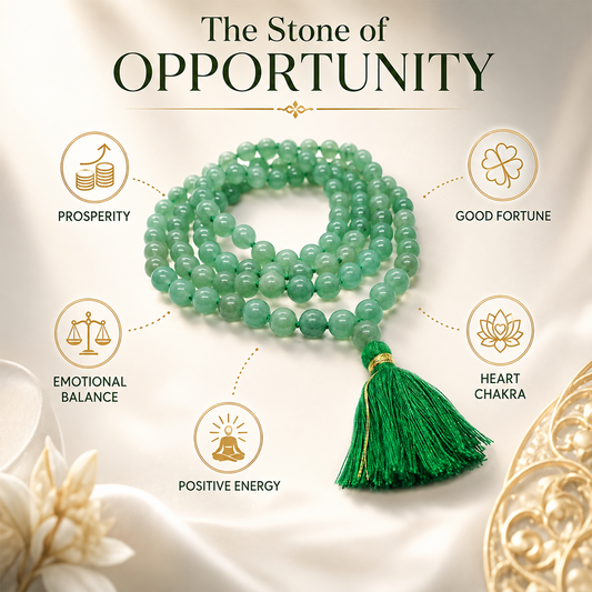Green Aventurine Stone Japa Mala Crystal Healing 6MM Gemstone 108 + 1 Prayer Beads Lab Certificate BY REBUY