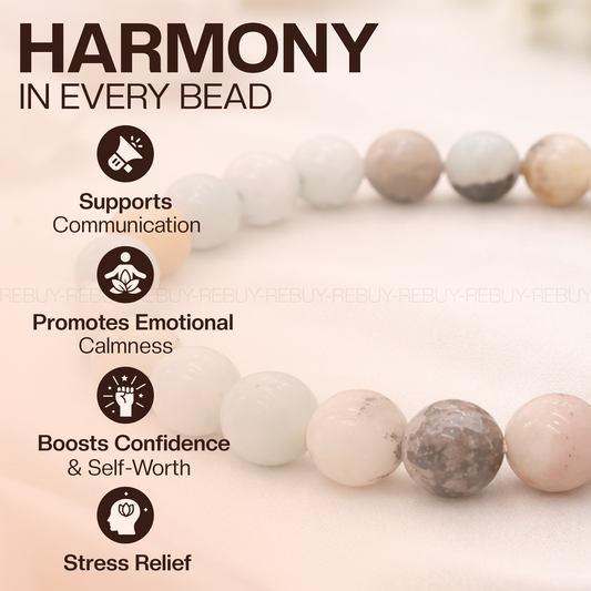 Amazonite Bead Bracelet for Emotional Balance, Stress Relief, and Enhanced Communication