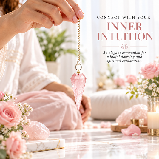 Rose Quartz Crystal Pendulum with Gold-Tone Chain | Natural Pink Rose Quartz Dowsing Pendulum for Reiki, Chakra Healing, Meditation, Divination, Spiritual Guidance & Energy Work | Gift for Crystal Lovers