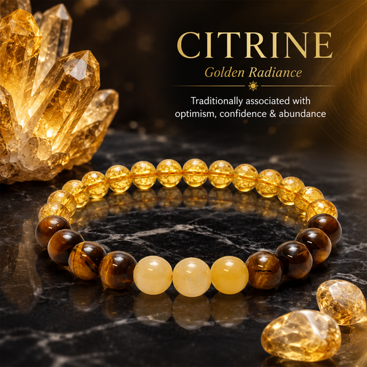Solar Chakra Bracelet for Confidence, Personal Power & Positive Energy | Natural Tiger Eye & Golden Yellow Gemstone Beads | Stretchable Crystal Healing Bracelet for Men & Women