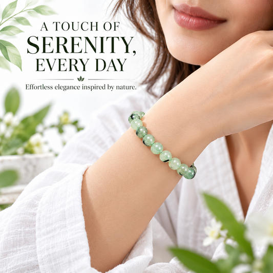 Prehnite Crystal Bracelet for Men & Women | Genuine Pale Green Gemstone Beaded Bracelet | Stone of Unconditional Love, Inner Peace & Emotional Balance | Spiritual Healing Jewelry | Elegant Everyday Wear & Gift