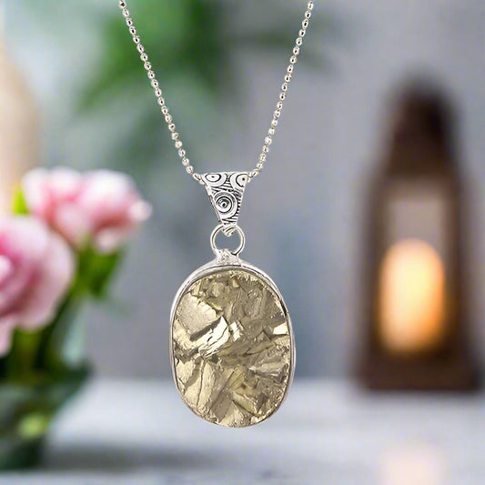 REBUY Golden Pyrite Rough Stone Pendant for Men & Women | Oval Shape Natural Healing Gemstone Support Boosting Confidence, Good Luck, Boosts confidence Levels | Pack Of 1