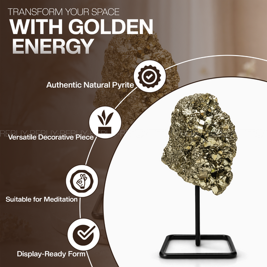 Golden Pyrite Raw Rough Cluster for Financial Growth, Prosperity, Motivation, and Productivity.