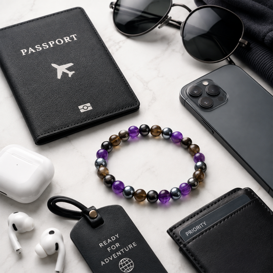 Safe Travel Bracelet for Men & Women | Protective Crystal Bead Bracelet for Safe Journeys, Positive Energy, Protection & Peace of Mind | Spiritual Travel Gift