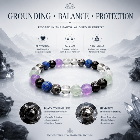Ease Pain Healing Crystal Bracelet for Men & Women | Natural Stone Beads for Comfort, Relaxation, Positive Energy & Emotional Balance | Stretchable Wellness Bracelet