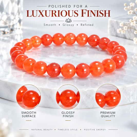 Original & Lab Certified 8mm Red Carnelian stone Bracelet for Men & Women By REBUY