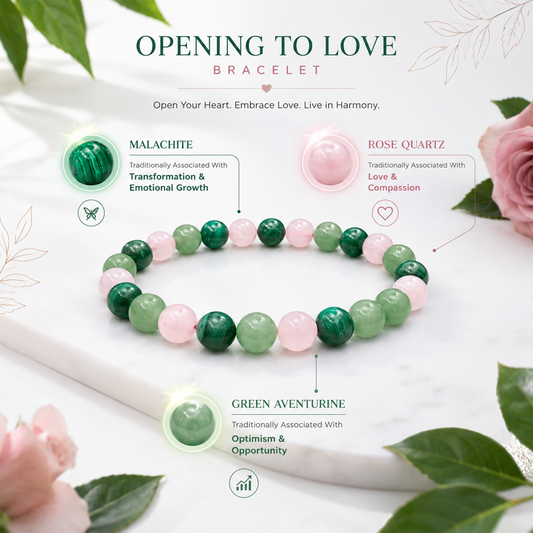 Opening to Love Bracelet for Women & Men | Premium Natural Gemstone Bead Bracelet for Love, Compassion, Emotional Balance & Positive Energy | Elegant Spiritual Jewelry Gift