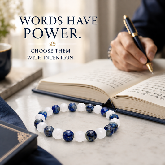 Communication Bracelet with Lapis Lazuli & White Gemstone Beads | Natural Stone Beaded Bracelet for Communication, Self-Expression, Confidence & Everyday Wear | Unisex Spiritual Jewelry