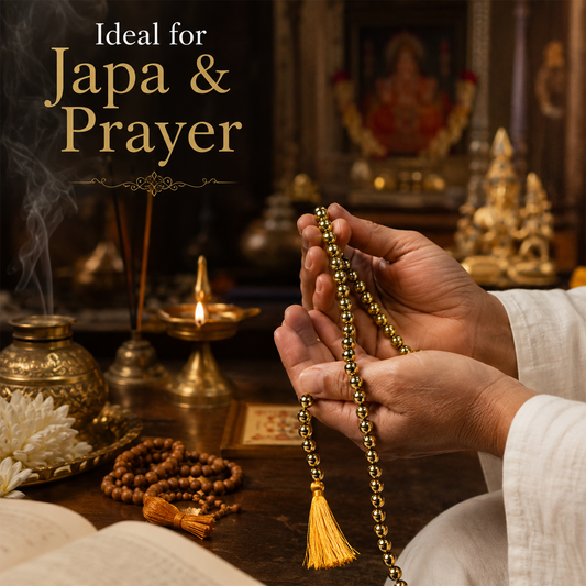 Golden Pyrite 8MM Stone Mala for Men & Women Meditation Crystal Healing Gemstone Necklace BY REBUY