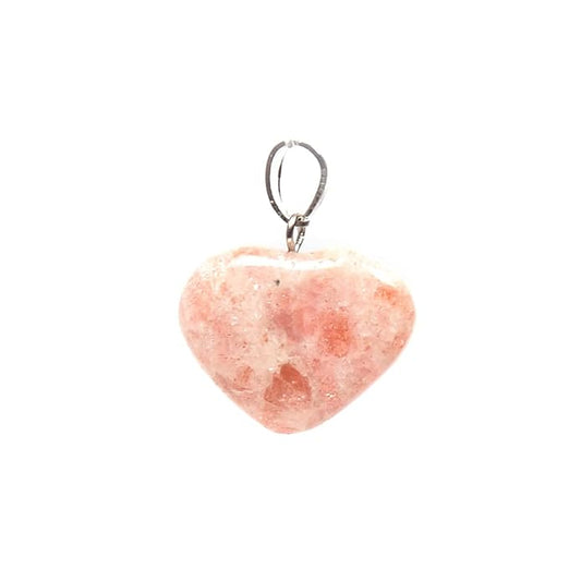 Sunstone Heart Gemstone Pendant Necklace Crystal Healing Stone Jewelry for Men & Women, Color Peach & White, Size 1.5 cm BY REBUY
