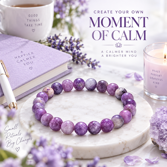 Lepidolite Stone Bracelet for Men & Women 8mm Natural Healing Crystal Gemstone Bracelet BY REBUY