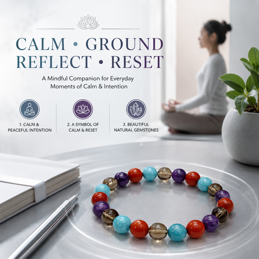 OCD Support Bracelet for Calm & Mindful Living | Natural Healing Crystal Beads for Emotional Balance, Inner Peace & Positive Energy | Meditation & Wellness Bracelet for Men & Women