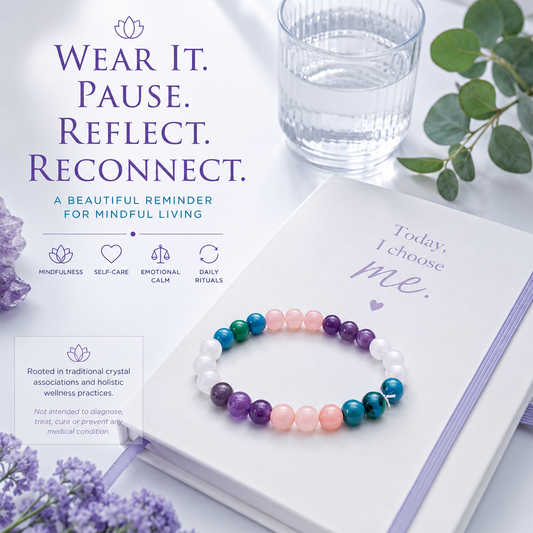 Skin Disorder Wellness Bracelet for Positive Energy & Emotional Balance | Natural Healing Crystal Bead Bracelet for Self-Care, Calm & Inner Harmony | Unisex Spiritual Wellness Jewelry