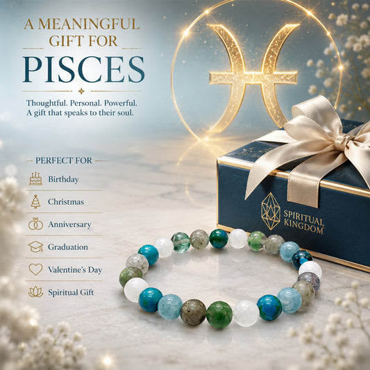 Pisces Zodiac Bracelet for Men & Women | Premium Natural Gemstone Beaded Bracelet | Pisces Astrology Birth Sign Bracelet | Spiritual & Stylish Gift for Pisces