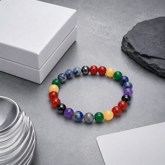 7 Chakra Healing Crystal Bracelet for Men & Women | Natural Stone Beads for Balance, Energy, Meditation, Yoga & Spiritual Wellness | Stretchable Unisex Chakra Bracelet