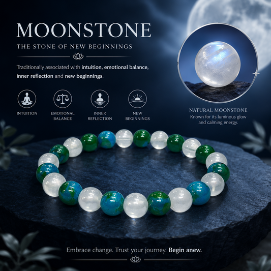 New Beginning Bracelet for Men & Women – Handmade Natural Stone Bead Bracelet for Positive Energy, Fresh Starts, Balance & Personal Growth – Stretchable Crystal Healing Inspired Jewelry