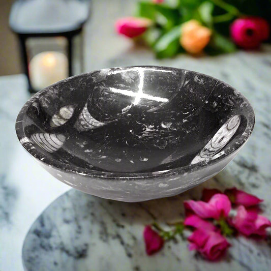 Orthoceras Kuber Stone Crystal Bowl for Prosperity, Wealth and Success Size-12CM, 50inch By REBUY